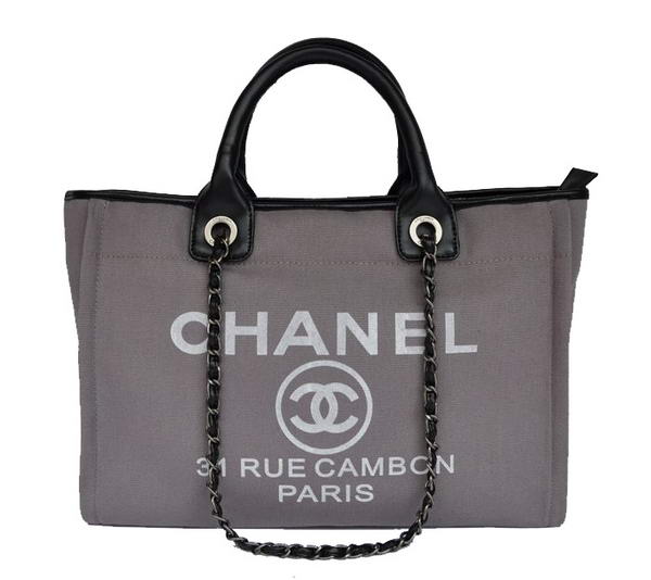 Replica Chanel Medium Canvas Tote Shopping Bag A66941 Grey On Sale